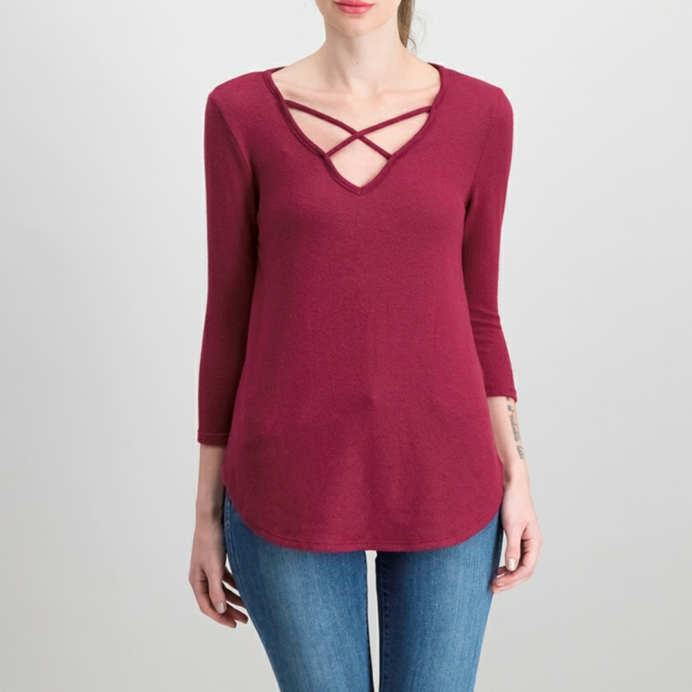 Emory Park maroon 3/4 sleeve top